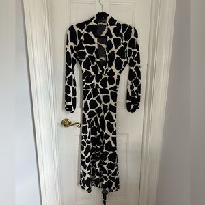 Black and White animal print midi dress.
